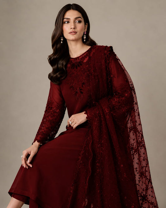 Chiffon Embroidered Wedding Suit