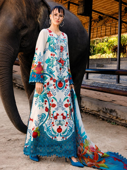 Elegant Floral Printed 3-Piece Lawn Suit