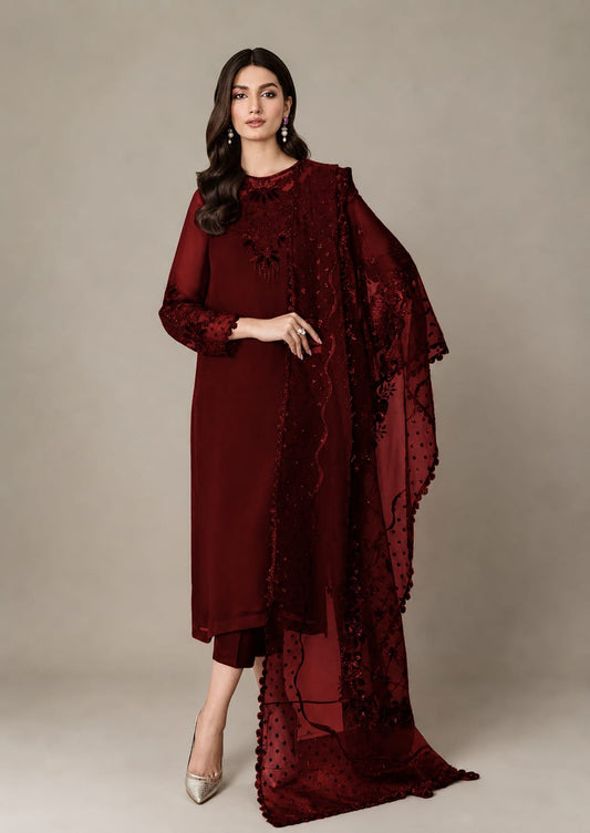 Chiffon Embroidered Wedding  Suit