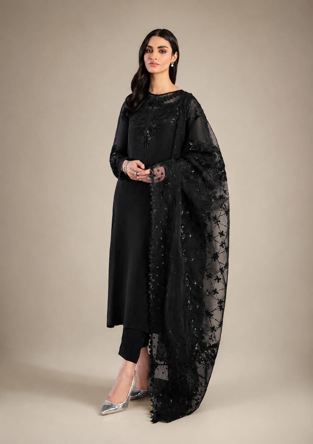 Black Embroidered Wedding Suit