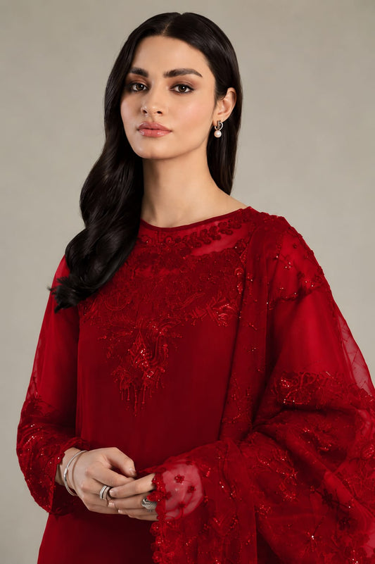 Deep Red Embroidered Wedding Suit